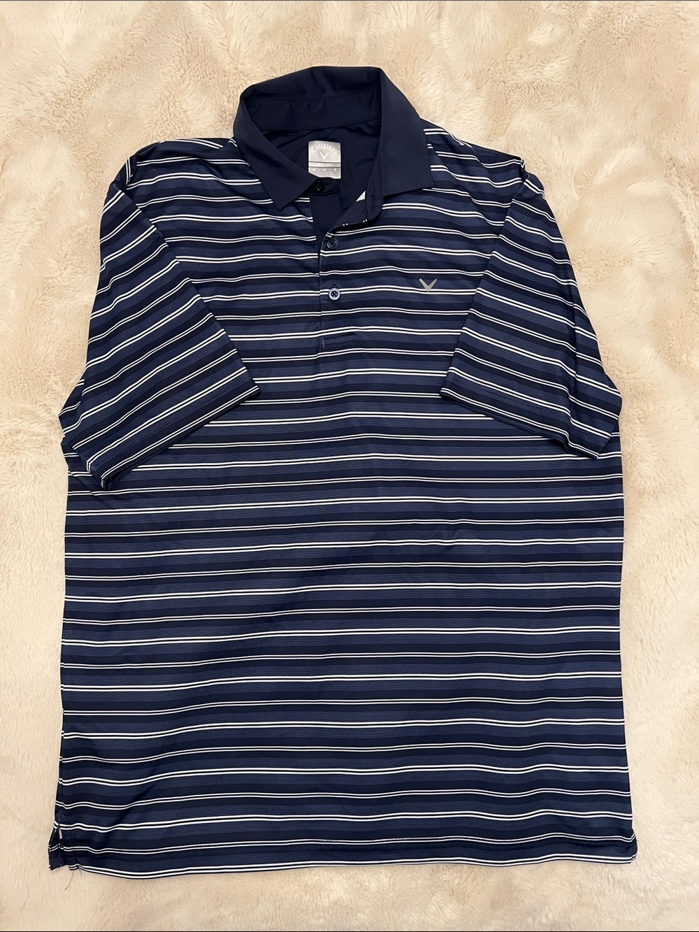 Callaway Navy and White Striped Polo golf shirt
